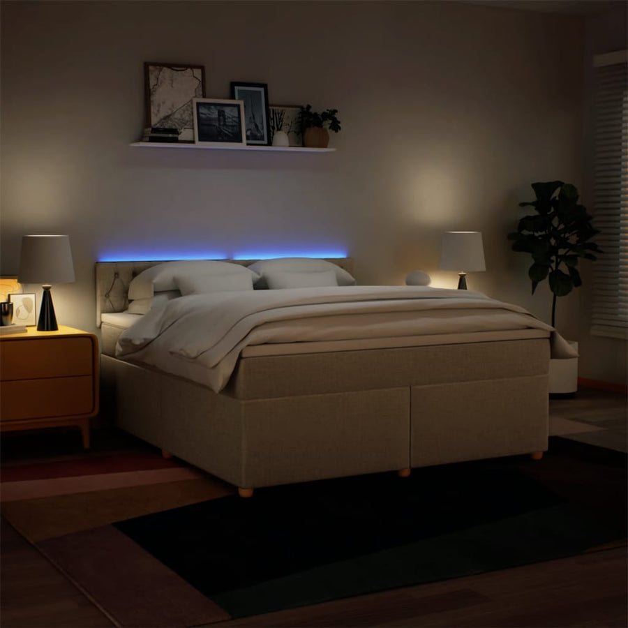 Boxspring met matras stof crèmekleurig 180x200 cm