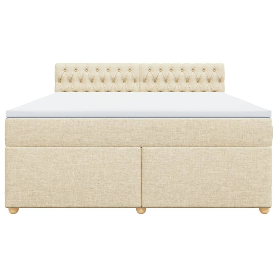 Boxspring met matras stof crèmekleurig 180x200 cm