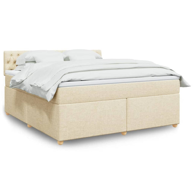 Boxspring met matras stof crèmekleurig 180x200 cm