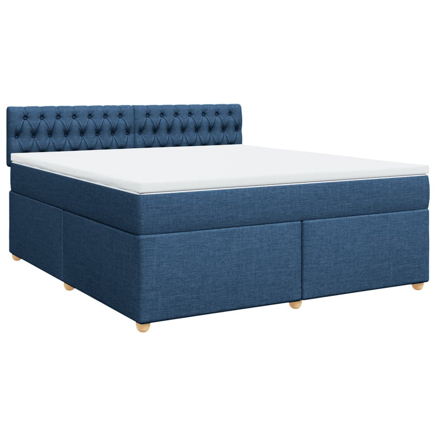 Boxspring met matras stof blauw 180x200 cm