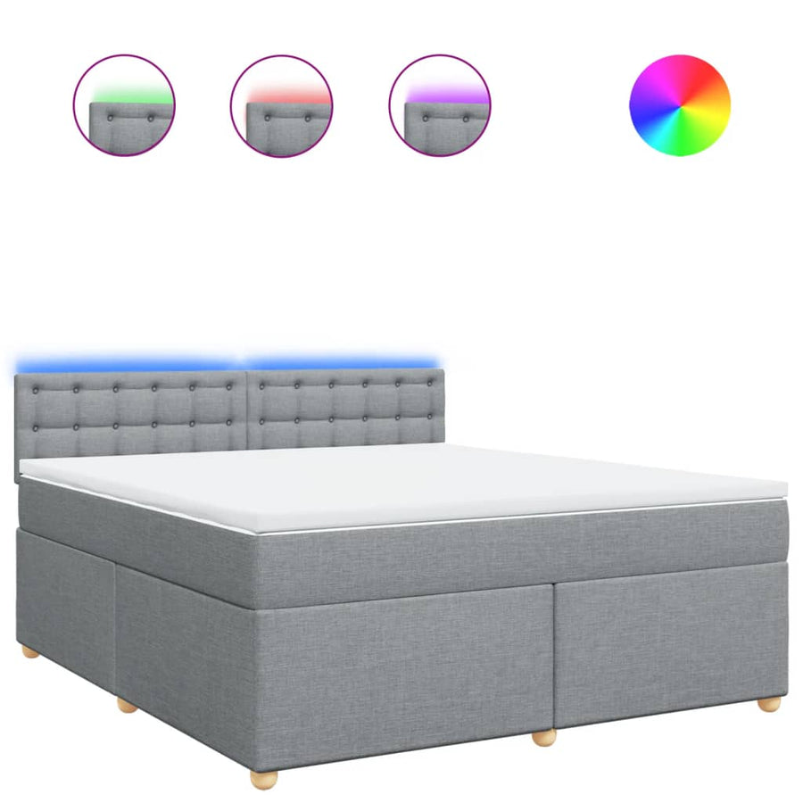 Boxspring met matras stof lichtgrijs 180x200 cm
