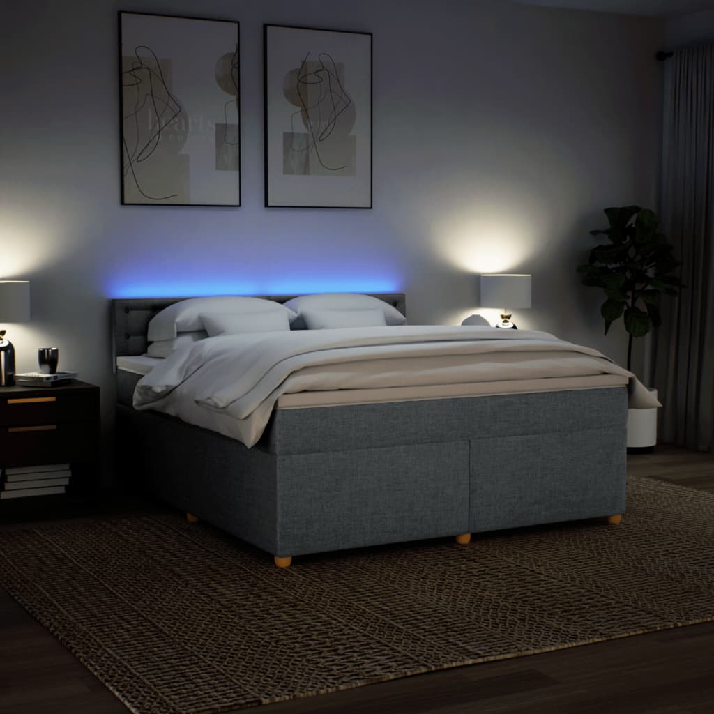 Boxspring met matras stof lichtgrijs 180x200 cm