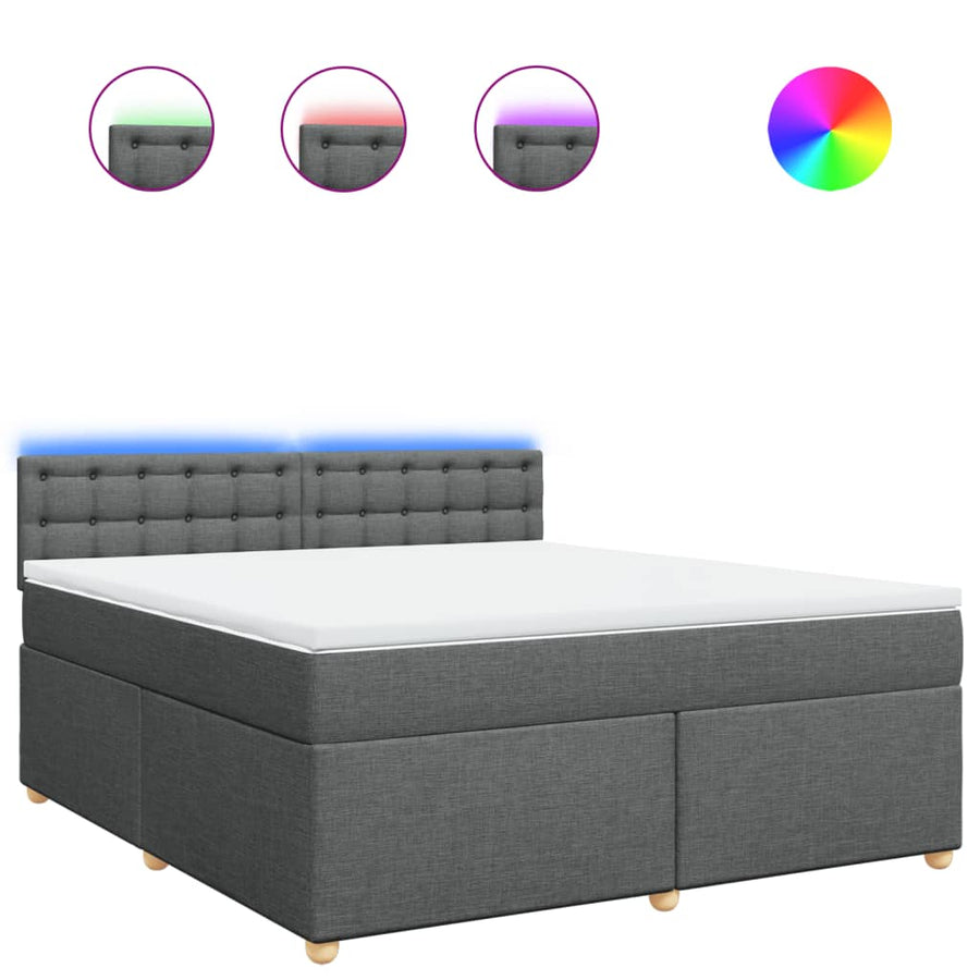 Boxspring met matras stof donkergrijs 180x200 cm