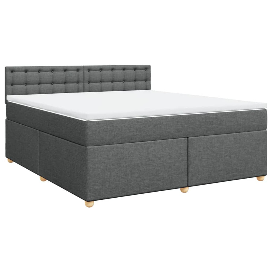 Boxspring met matras stof donkergrijs 180x200 cm