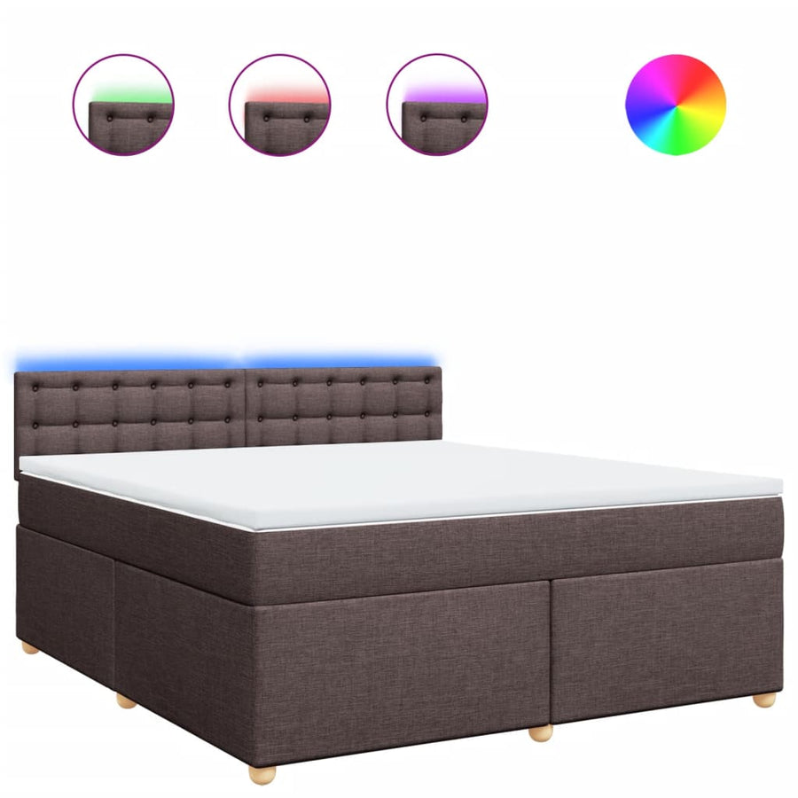 Boxspring met matras stof donkerbruin 180x200 cm