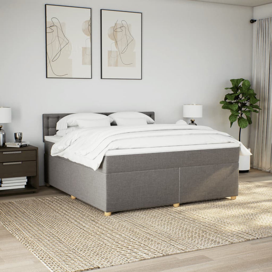Boxspring met matras stof taupe 180x200 cm