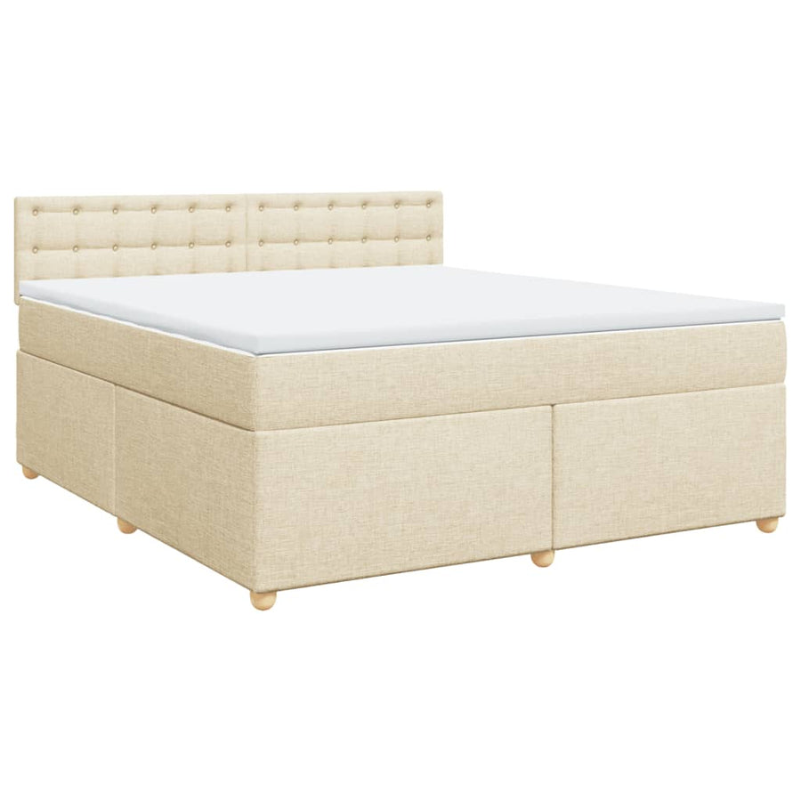 Boxspring met matras stof crèmekleurig 180x200 cm