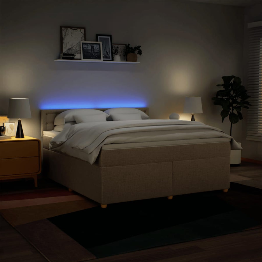 Boxspring met matras stof crèmekleurig 180x200 cm
