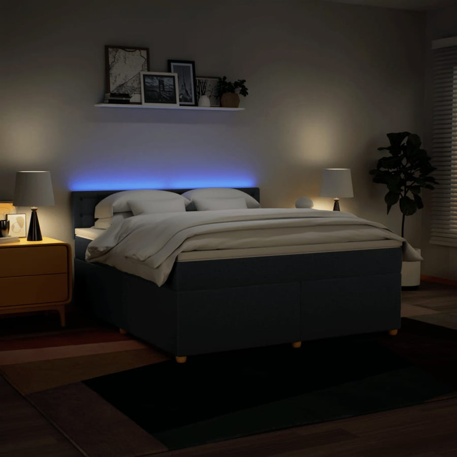 Boxspring met matras stof blauw 180x200 cm