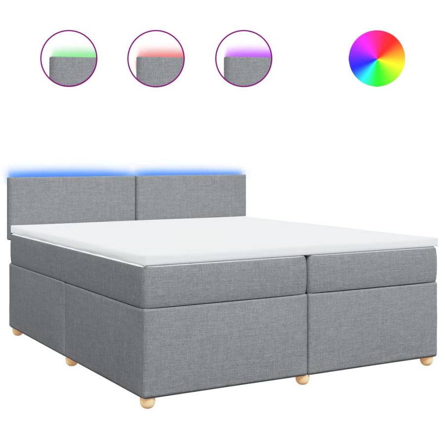 Boxspring met matras stof lichtgrijs 200x200 cm
