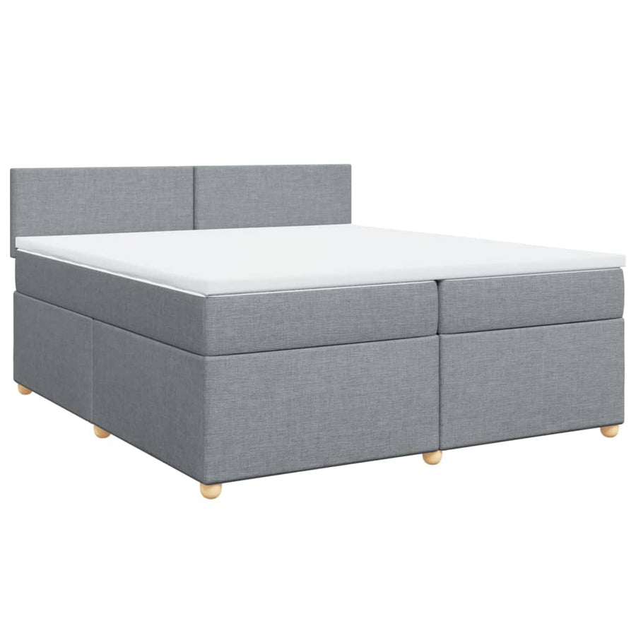 Boxspring met matras stof lichtgrijs 200x200 cm
