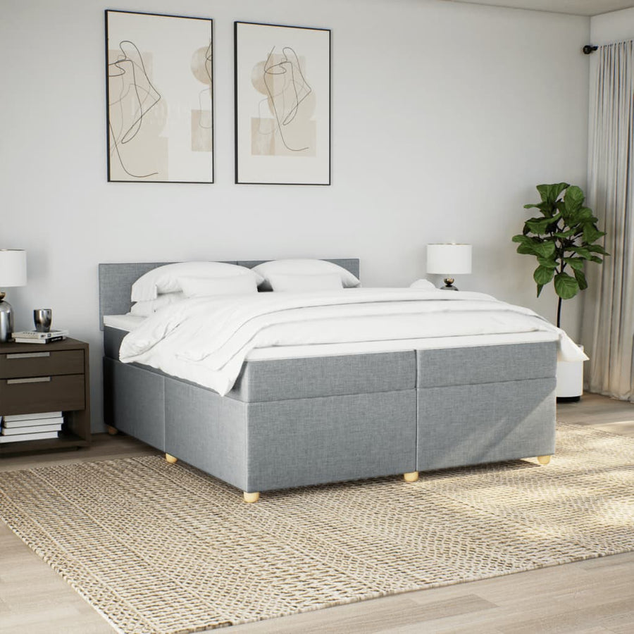 Boxspring met matras stof lichtgrijs 200x200 cm