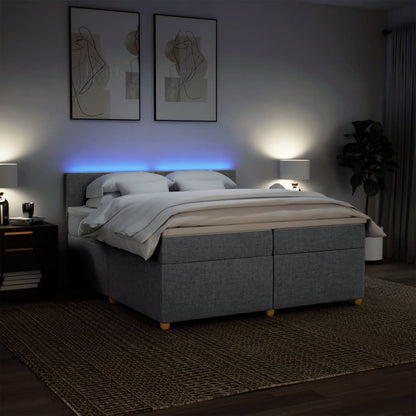Boxspring met matras stof lichtgrijs 200x200 cm