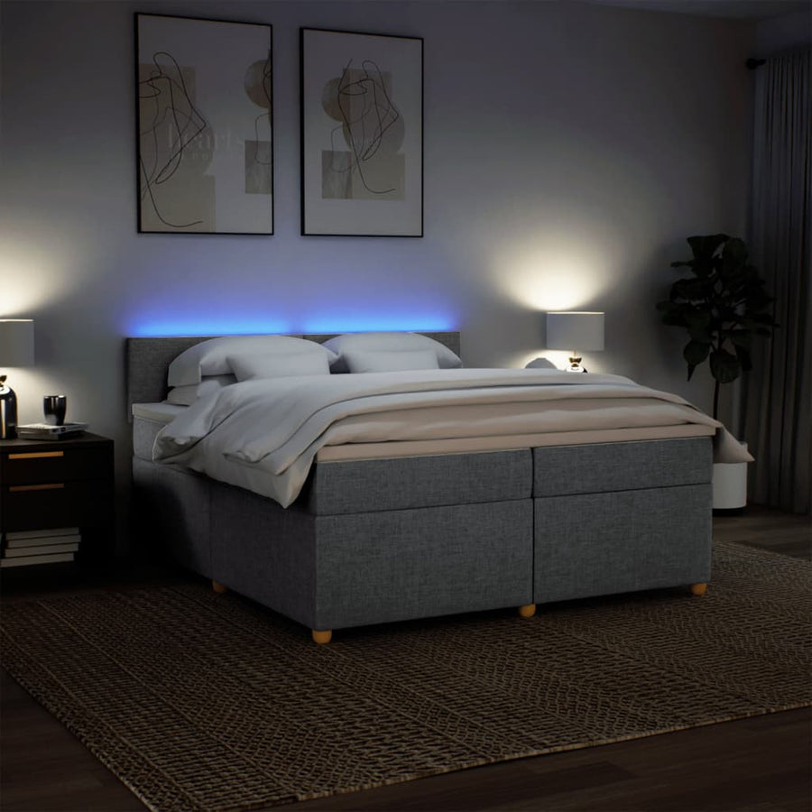 Boxspring met matras stof lichtgrijs 200x200 cm