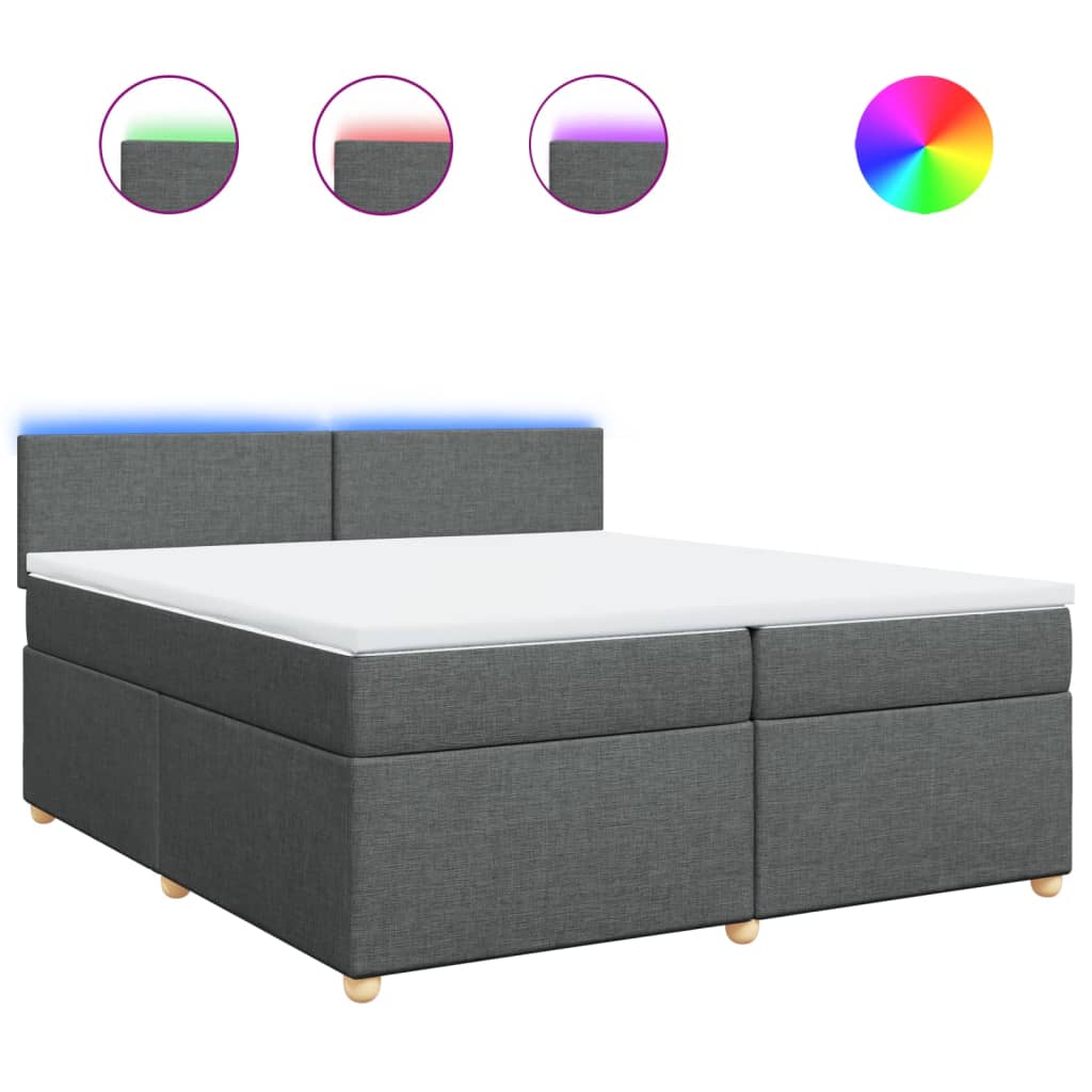 Boxspring met matras stof donkergrijs 200x200 cm