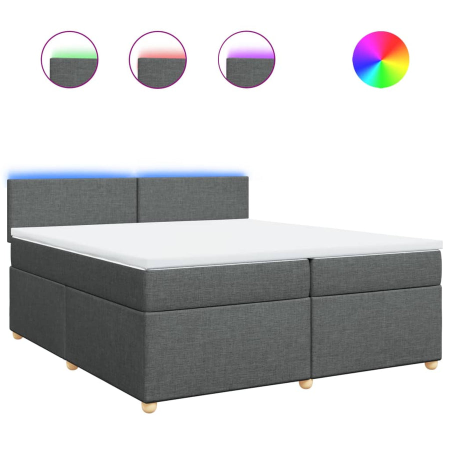 Boxspring met matras stof donkergrijs 200x200 cm