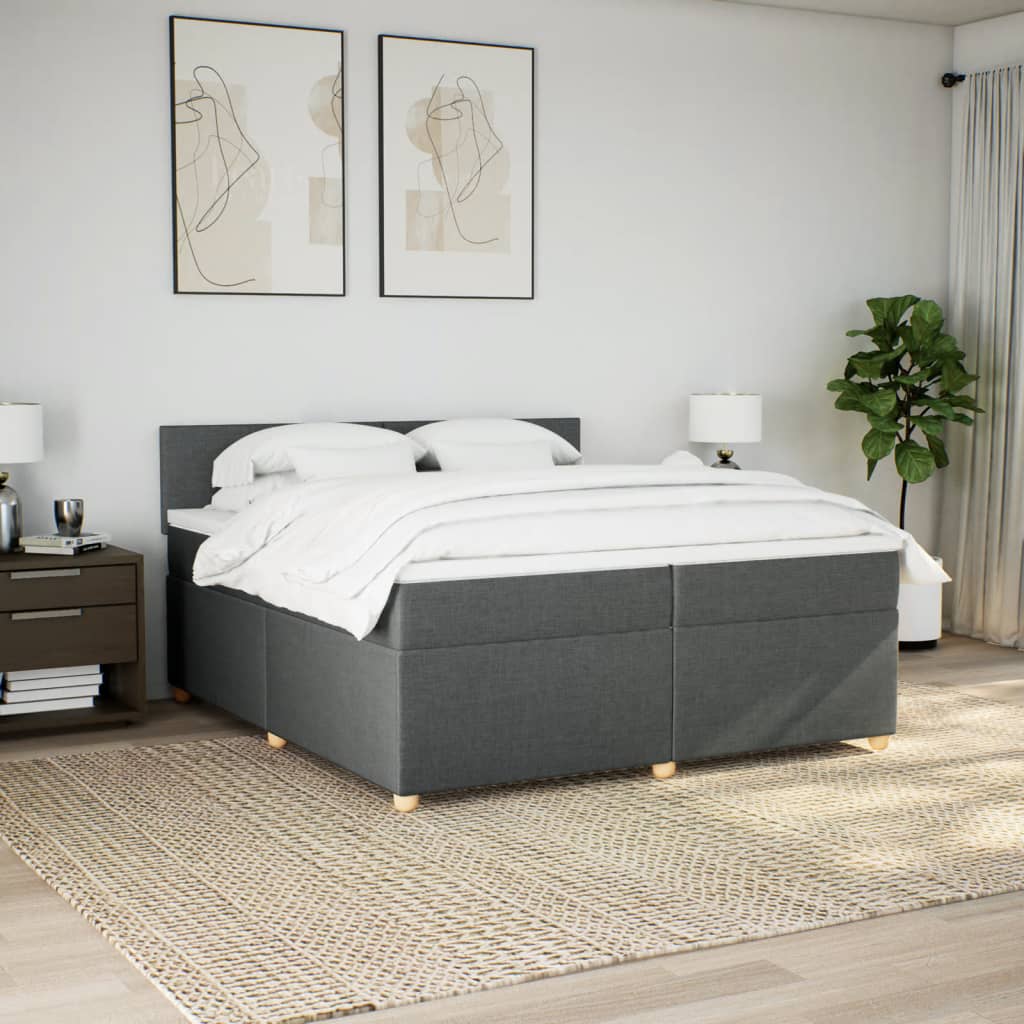 Boxspring met matras stof donkergrijs 200x200 cm