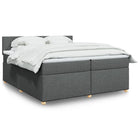 Box spring with dark gray fabric mattress 200x200 cm
