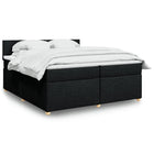 Box spring bed with mattress fabric black 200x200 cm