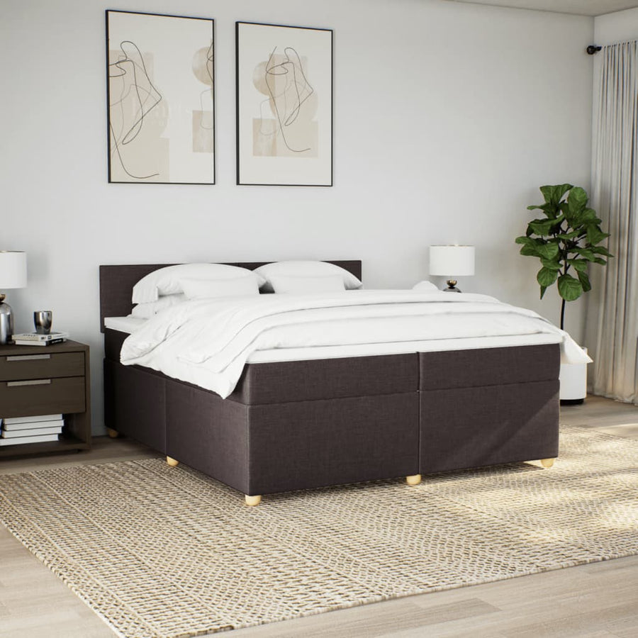 Boxspring met matras stof donkerbruin 200x200 cm