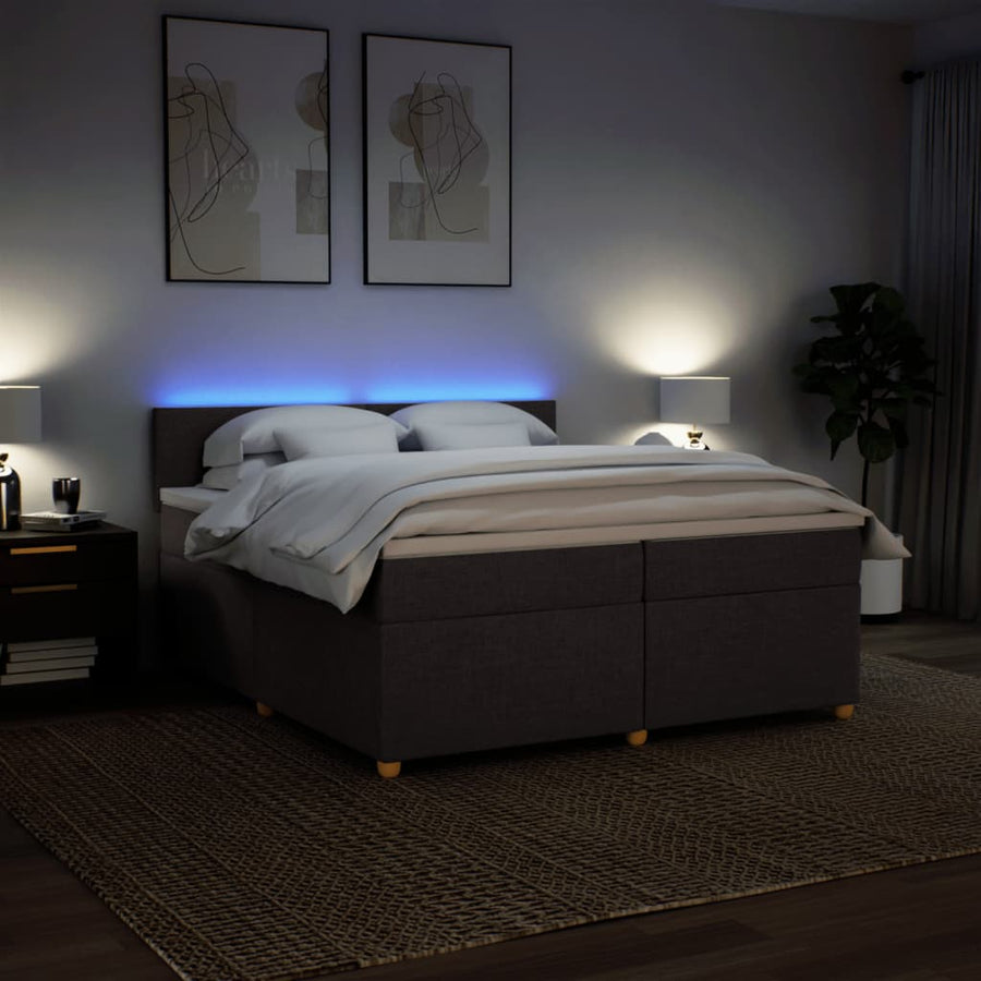Boxspring met matras stof donkerbruin 200x200 cm