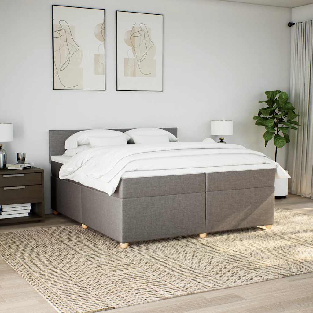 Boxspring met matras stof taupe 200x200 cm