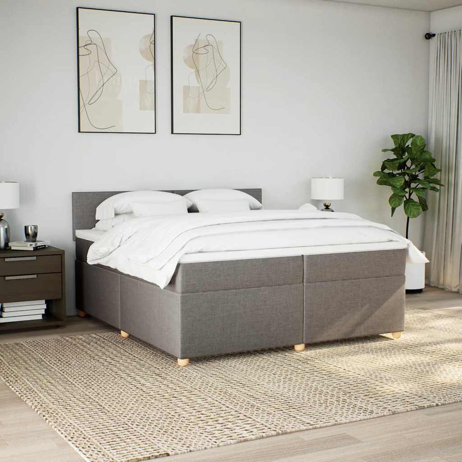 Boxspring met matras stof taupe 200x200 cm