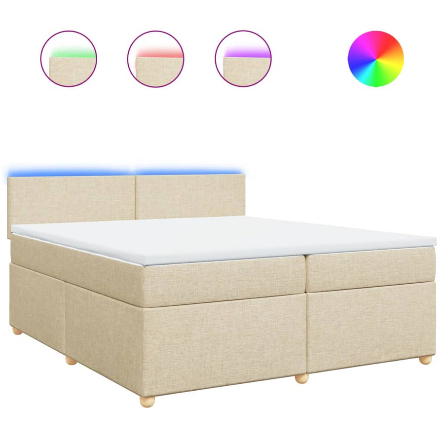 Boxspring met matras stof crèmekleurig 200x200 cm