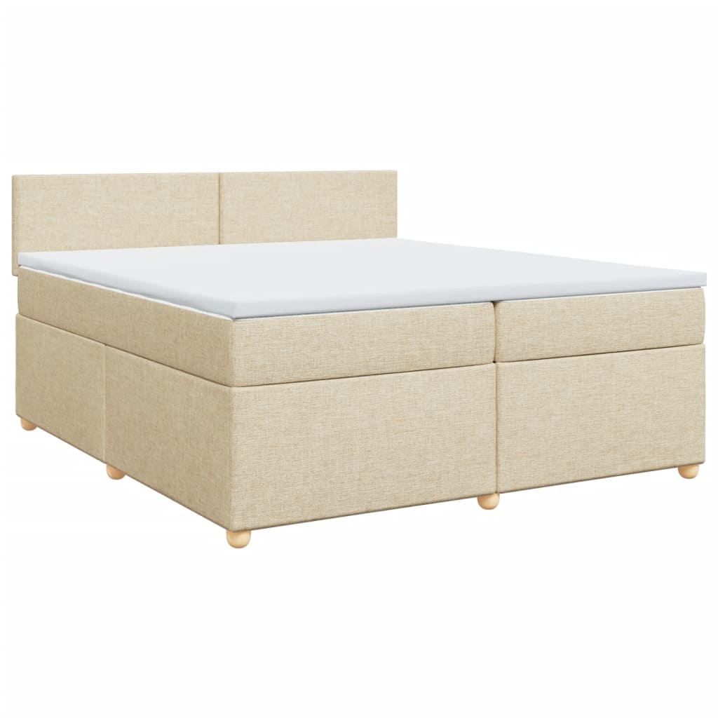 Boxspring met matras stof crèmekleurig 200x200 cm