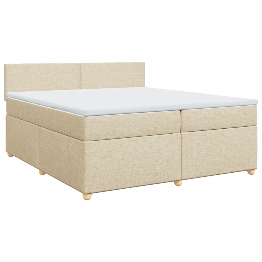 Boxspring met matras stof crèmekleurig 200x200 cm