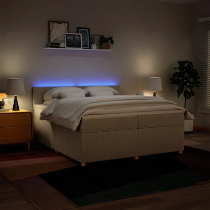 Boxspring met matras stof crèmekleurig 200x200 cm