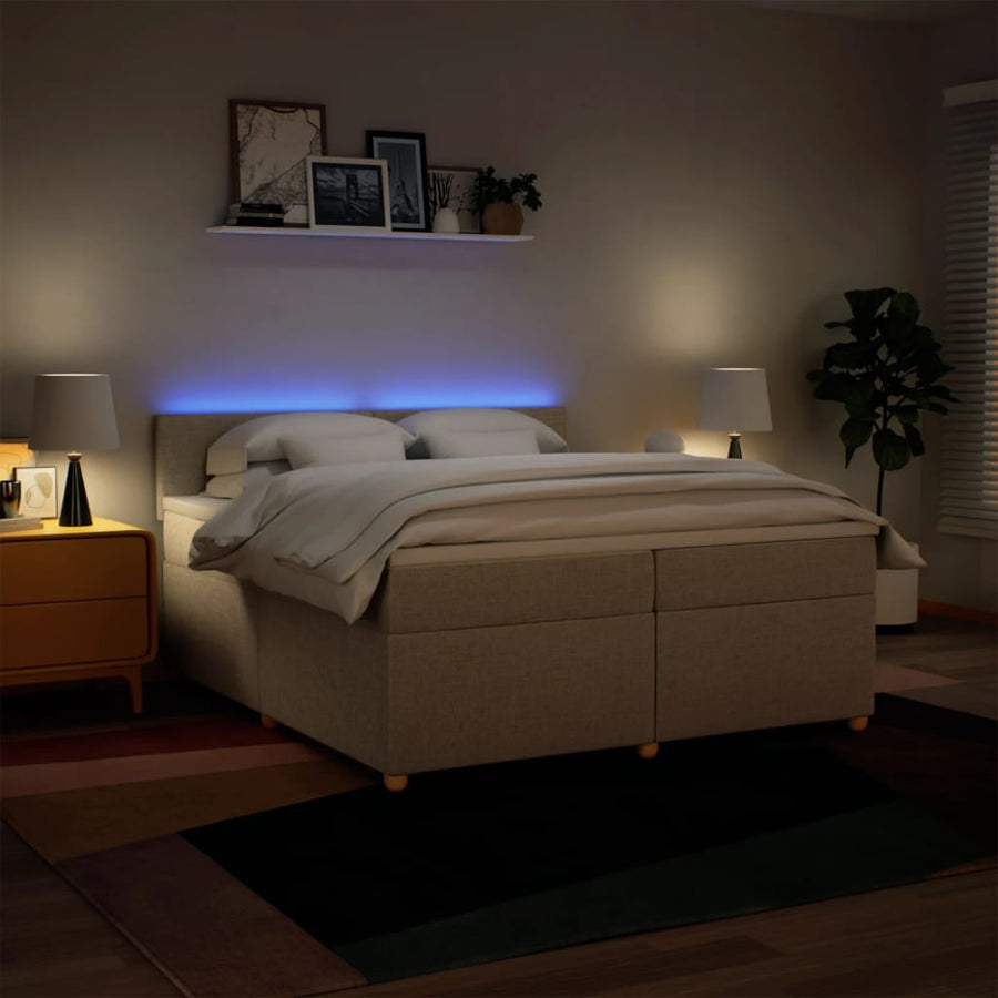 Boxspring met matras stof crèmekleurig 200x200 cm