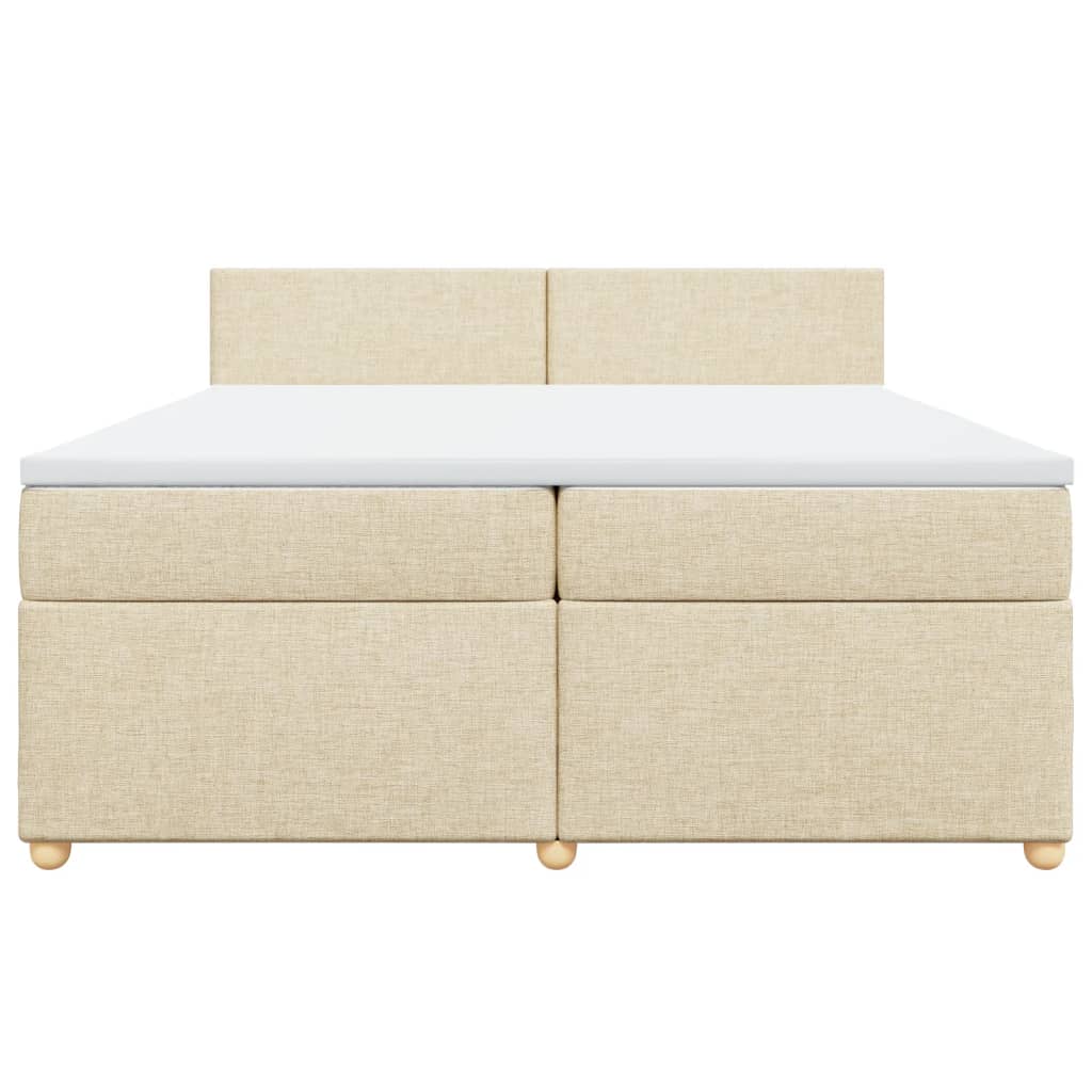 Boxspring met matras stof crèmekleurig 200x200 cm