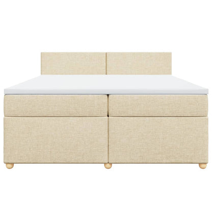 Boxspring met matras stof crèmekleurig 200x200 cm