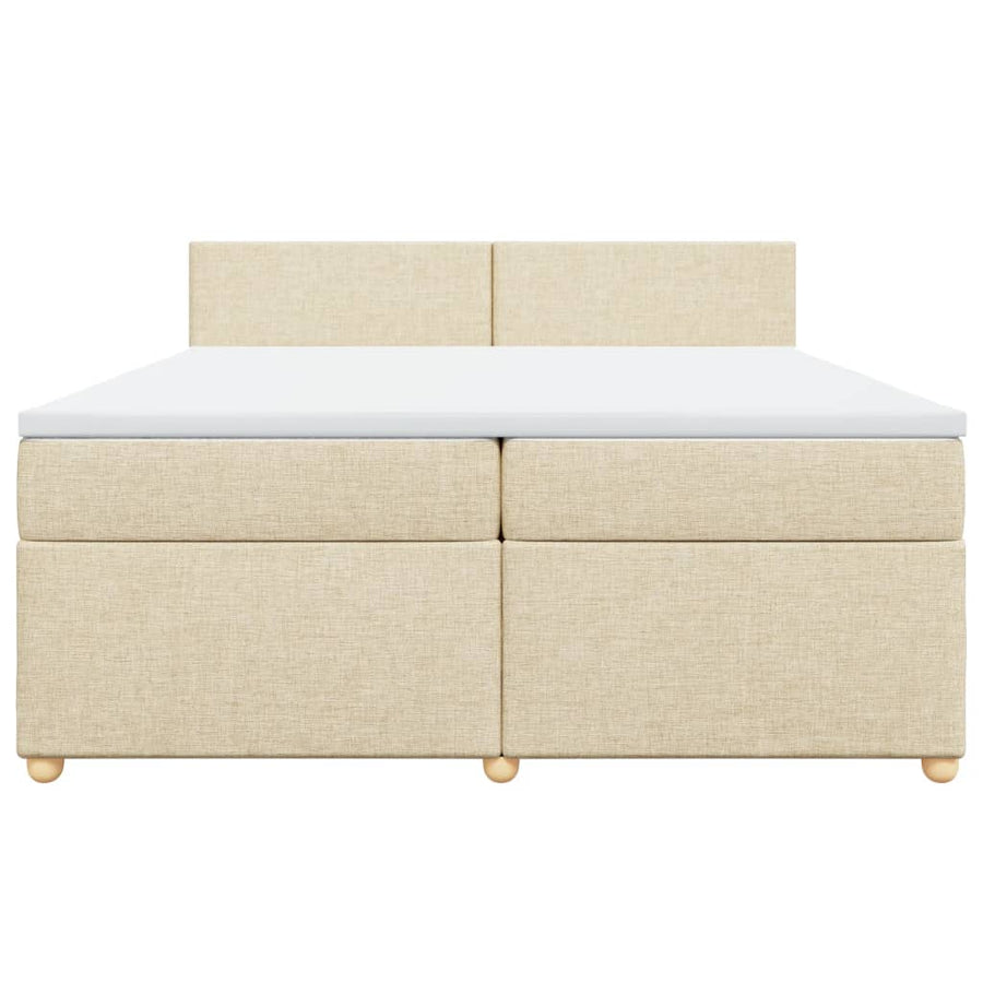 Boxspring met matras stof crèmekleurig 200x200 cm