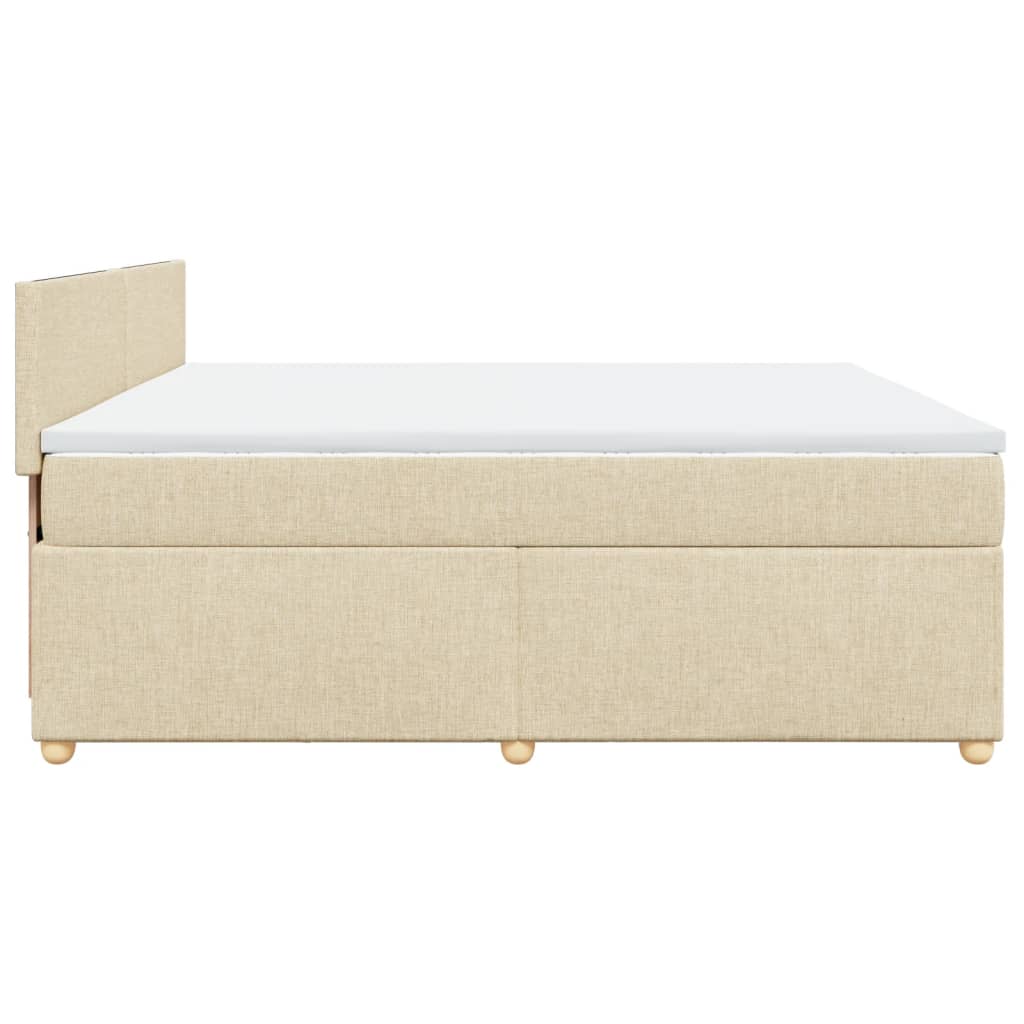 Boxspring met matras stof crèmekleurig 200x200 cm