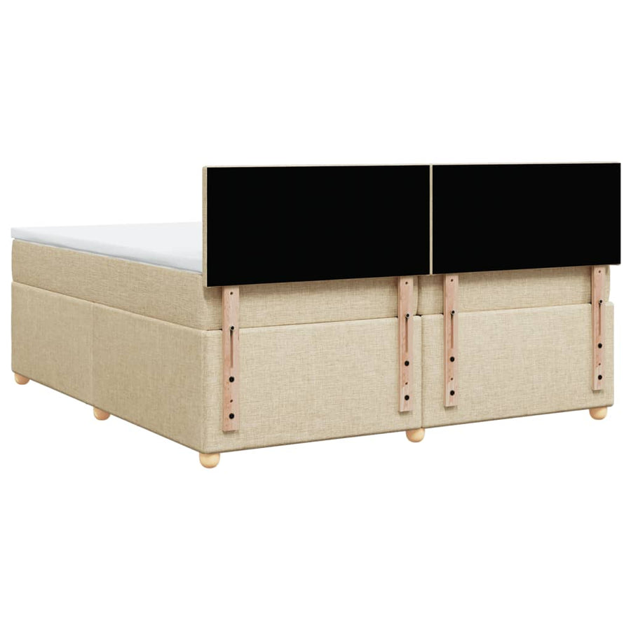 Boxspring met matras stof crèmekleurig 200x200 cm