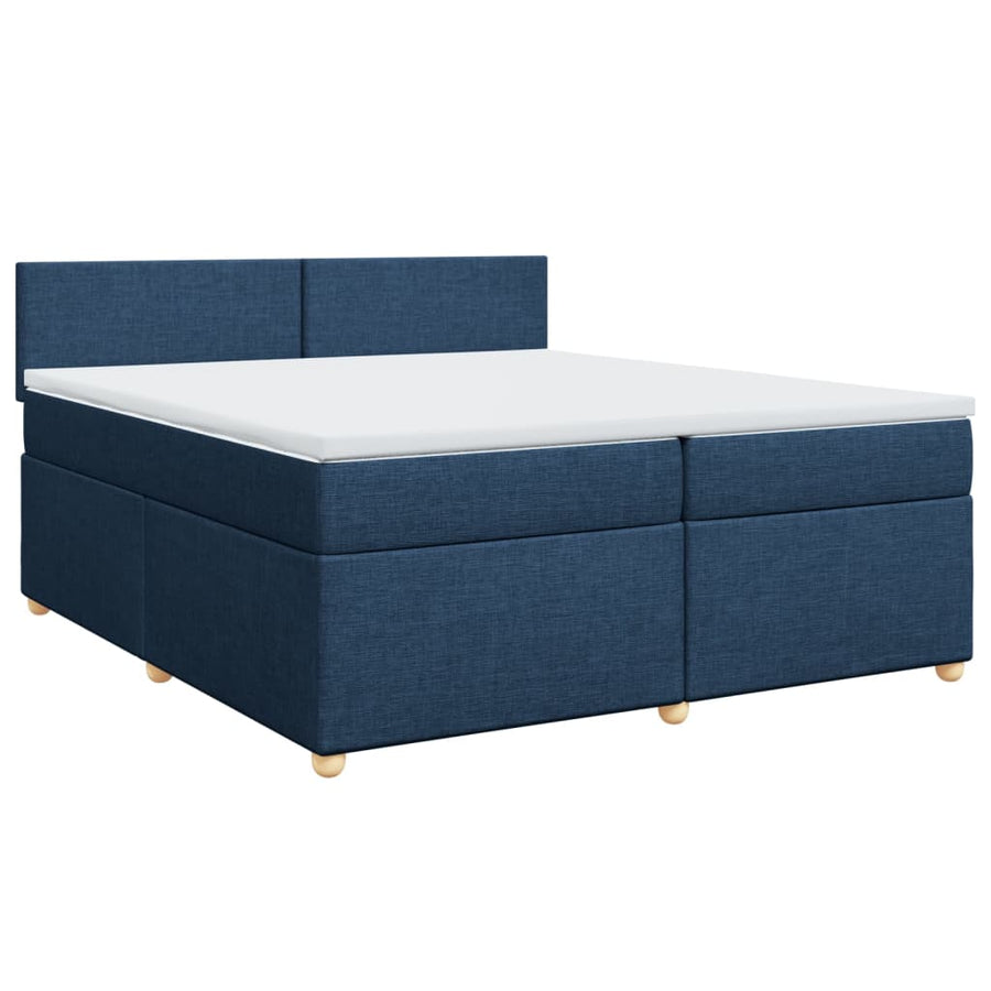 Boxspring met matras stof blauw 200x200 cm