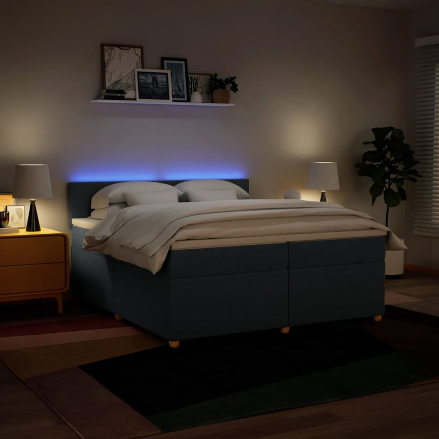 Boxspring met matras stof blauw 200x200 cm