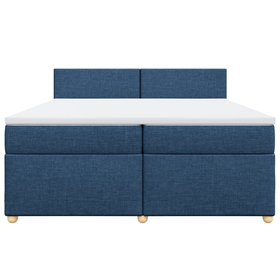 Boxspring met matras stof blauw 200x200 cm