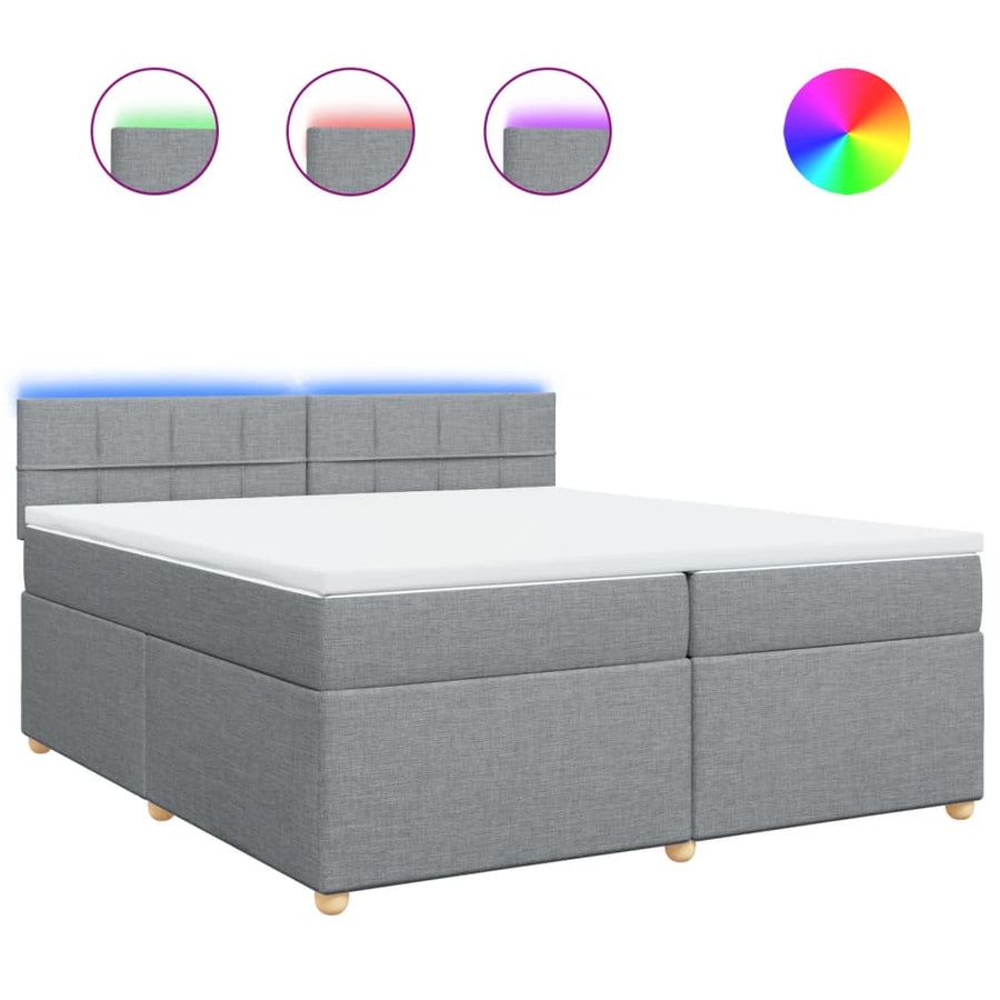 Boxspring met matras stof lichtgrijs 200x200 cm