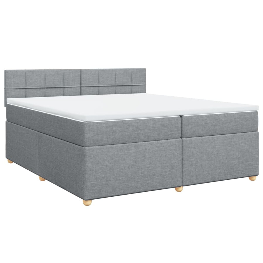 Boxspring met matras stof lichtgrijs 200x200 cm