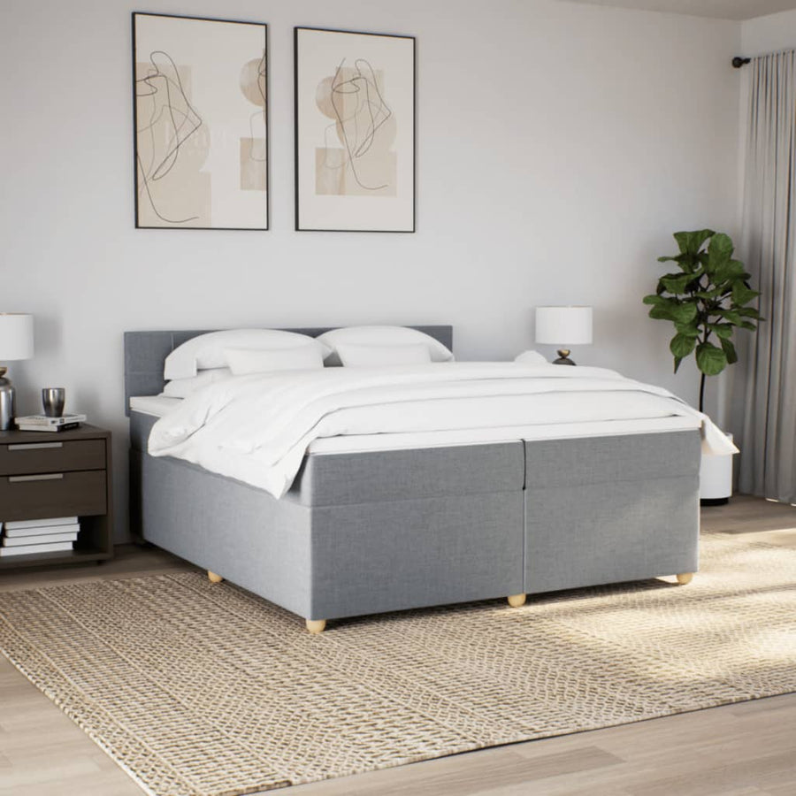 Boxspring met matras stof lichtgrijs 200x200 cm
