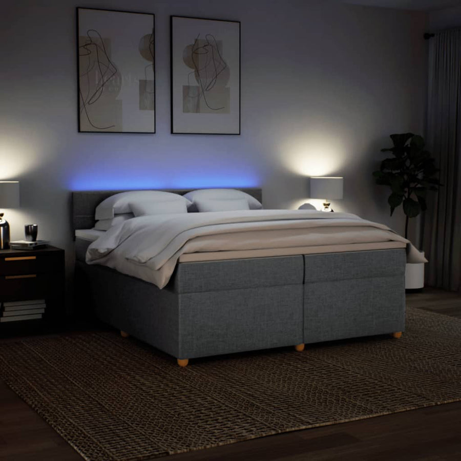 Boxspring met matras stof lichtgrijs 200x200 cm