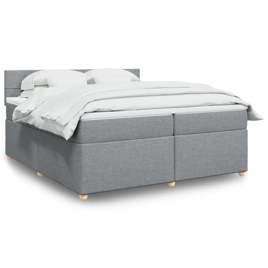 Boxspring met matras stof lichtgrijs 200x200 cm