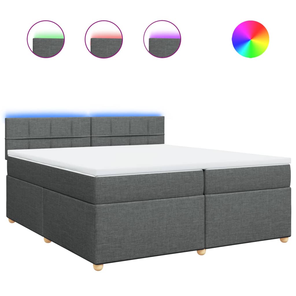 Boxspring met matras stof donkergrijs 200x200 cm