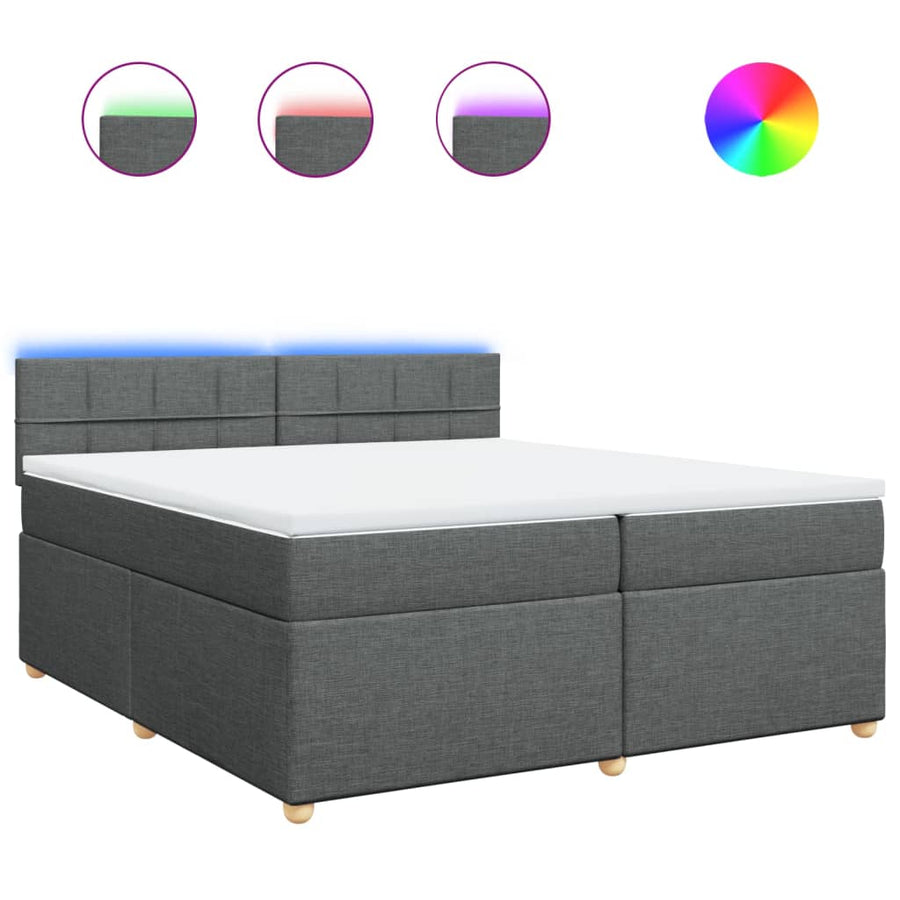 Boxspring met matras stof donkergrijs 200x200 cm