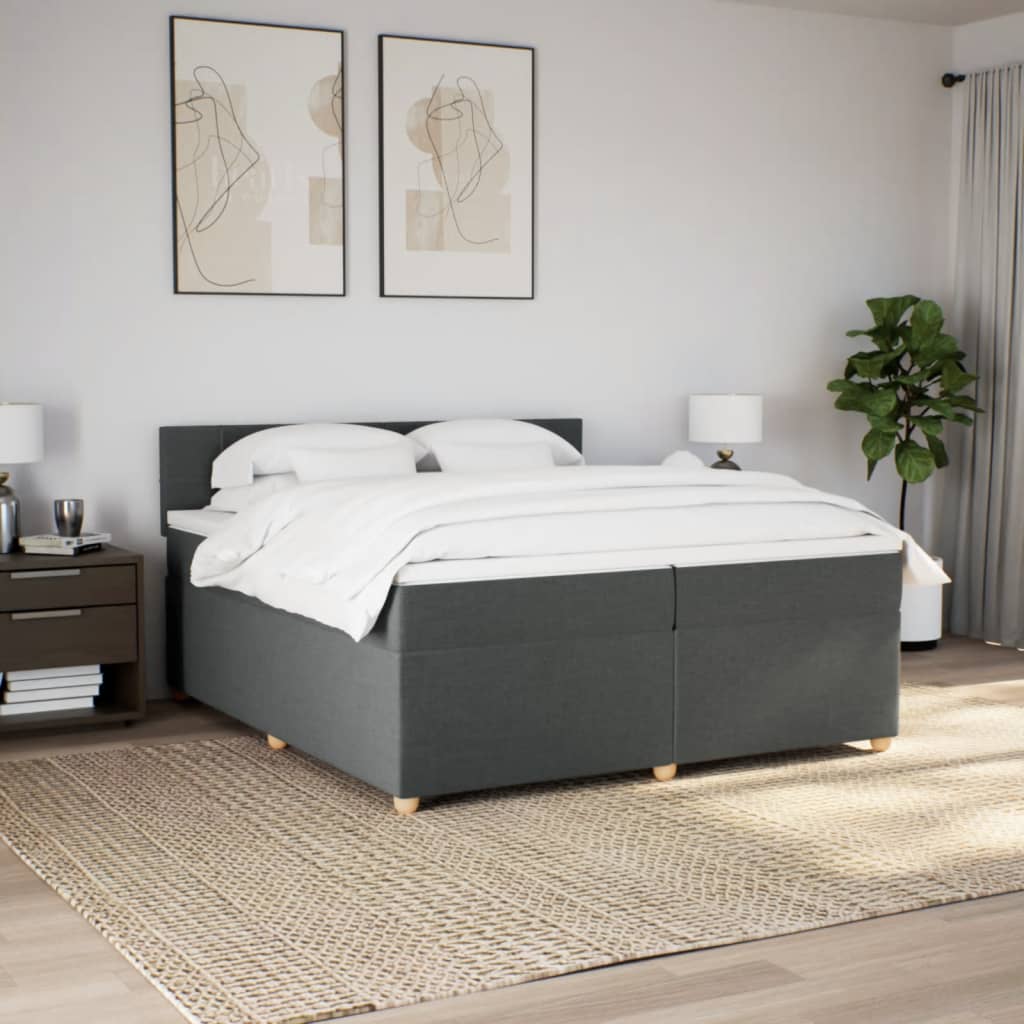 Boxspring met matras stof donkergrijs 200x200 cm
