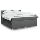 Box spring with dark gray fabric mattress 200x200 cm
