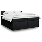 Box spring bed with mattress fabric black 200x200 cm